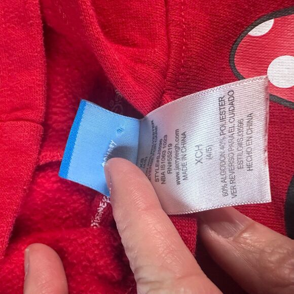 Disney Minnie Mouse Girls Red Hoodie XCH 4/5 Hearts Graphic Pullover Sweatshirt - Picture 4 of 5